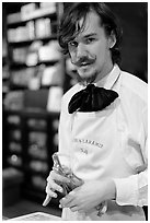 Alexander Kraft in cigar store, Old Town. San Diego, California, USA ( black and white)