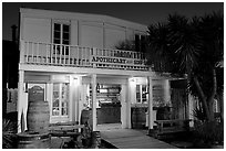 Apothicary building at night. San Diego, California, USA (black and white)