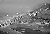 Coastal highway, early morning. La Jolla, San Diego, California, USA ( black and white)