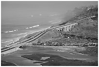 Coastal highway, early morning. La Jolla, San Diego, California, USA (black and white)