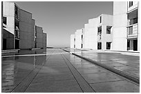 Salk Institude, called architecture of silence and light by architect Louis Kahn. La Jolla, San Diego, California, USA ( black and white)