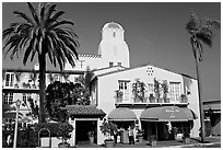 La Valencia Hotel, designed by William Templeton Johnson. La Jolla, San Diego, California, USA (black and white)