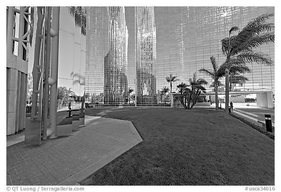 Reflections in  Crystal Cathedral, home of Televangelist Robert Schuller. Garden Grove, Orange County, California, USA