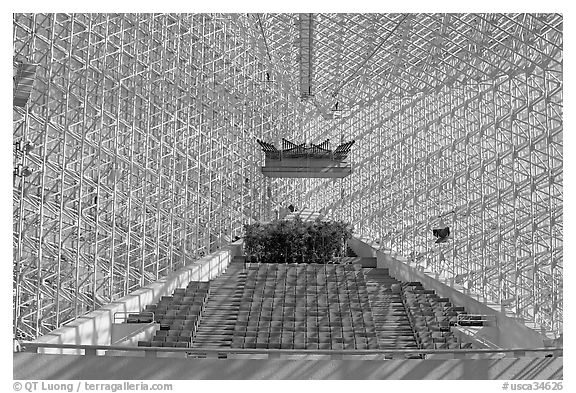 Interior detail of the Crystal Cathedral. Garden Grove, Orange County, California, USA