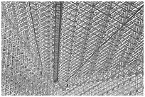 Some of the 10661 windows of the Crystal Cathedral from inside. Garden Grove, Orange County, California, USA (black and white)