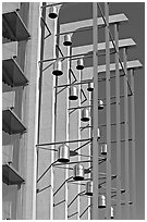 Modern arrangement of Bells in the Crystal Cathedral complex. Garden Grove, Orange County, California, USA (black and white)