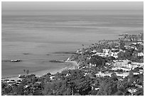 Coast seen from the hills. Laguna Beach, Orange County, California, USA ( black and white)