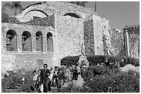 School children visiting the mission. San Juan Capistrano, Orange County, California, USA (black and white)