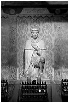 St Peregrine, patron saint of cancer sufferers, Serra Chapel. San Juan Capistrano, Orange County, California, USA (black and white)