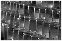 Rows of candles, sharp. San Juan Capistrano, Orange County, California, USA (black and white)