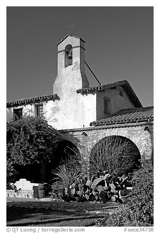 Bell tower. San Juan Capistrano, Orange County, California, USA (black and white)