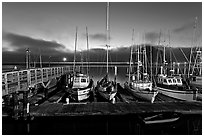 Harbor at dusk. Morro Bay, USA (black and white)