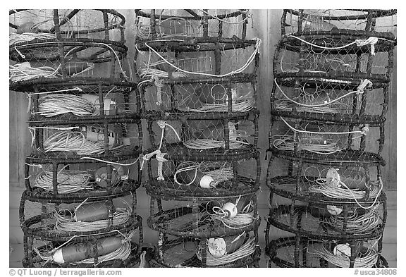 Crab traps. Morro Bay, USA (black and white)