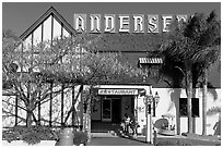 The original Andersen pea soup restaurant. California, USA (black and white)