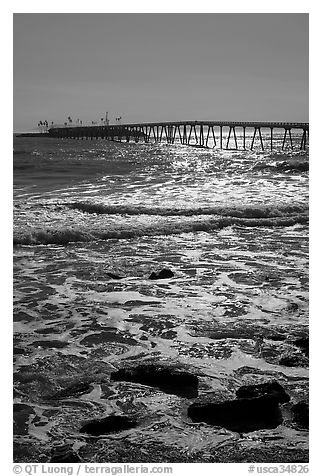 Rincon island. California, USA (black and white)