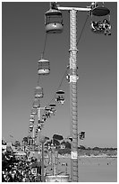 Boarwalk and aerial gondola. Santa Cruz, California, USA ( black and white)