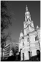 Cathedral of the Blessed Sacrament, afternoon. Sacramento, California, USA (black and white)