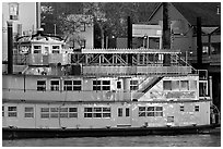 Last light on the Spirit of Sacramento riverboat. Sacramento, California, USA (black and white)