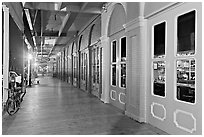 Old Sacramento gallery at night. Sacramento, California, USA ( black and white)