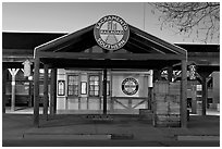 Southern Railroad station at dusk. Sacramento, California, USA (black and white)