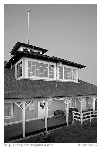 South Bay Yacht club at dusk, Alviso. San Jose, California, USA (black and white)