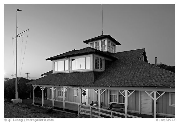 South Bay Yacht club at twilight, Alviso. San Jose, California, USA (black and white)