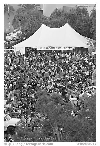 Dense crowd in  Guadalupe River Park, Independence Day. San Jose, California, USA