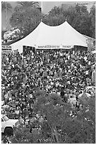 Dense crowd in  Guadalupe River Park, Independence Day. San Jose, California, USA ( black and white)