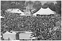 Crowds in Guadalupe River Park, Independence Day. San Jose, California, USA (black and white)