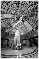 Refractive telescope, Lick obervatory. San Jose, California, USA (black and white)