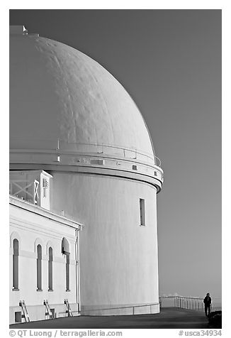 Dome housing the refractive telescope, Lick obervatory. San Jose, California, USA (black and white)