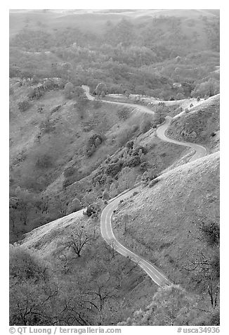 Winding road on the Mount Hamilton Range. San Jose, California, USA