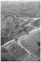 Winding road on the Mount Hamilton Range. San Jose, California, USA (black and white)