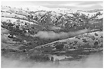 Joseph Grant Park and Mount Hamilton Range with snow. San Jose, California, USA (black and white)