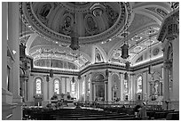 Interior of Cathedral Saint Joseph. San Jose, California, USA ( black and white)
