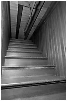 Staircase leading to closed ceiling. Winchester Mystery House, San Jose, California, USA ( black and white)