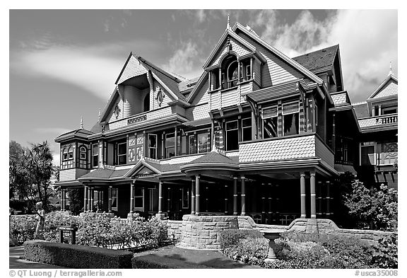 Facade, morning. Winchester Mystery House, San Jose, California, USA