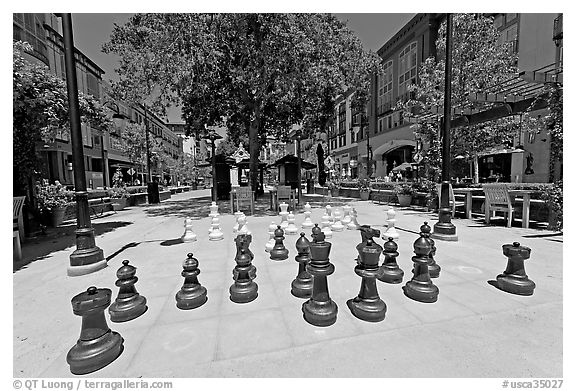 Giant Chess set. Santana Row, San Jose, California, USA (black and white)
