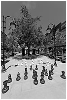 Chess set. Santana Row, San Jose, California, USA ( black and white)