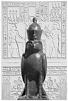 Egyptian wwl and bas-reliefs, Rosicrucian Park. San Jose, California, USA (black and white)