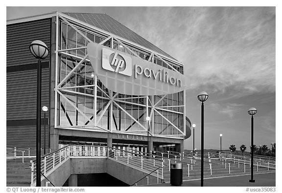 Arena (now HP Pavilion at San Jose), sunset. San Jose, California, USA