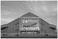 San Jose HP Pavilion, sunset. San Jose, California, USA ( black and white)