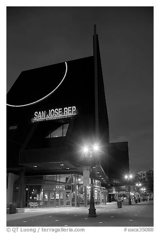 San Jose Rep Theatre at dusk. San Jose, California, USA