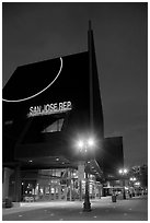 San Jose Rep Theatre at dusk. San Jose, California, USA ( black and white)