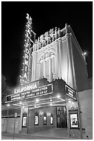 California Theatre at night. San Jose, California, USA ( black and white)