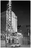 California Theater at night. San Jose, California, USA (black and white)