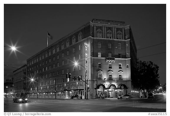 Hotel Sainte Claire at night. San Jose, California, USA