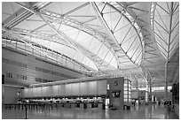 Main hall, San Francisco International Airport. California, USA ( black and white)