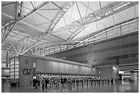 San Francisco International Airport interior. California, USA (black and white)