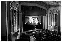 Classic black and white movie showing in Stanford Theatre. Palo Alto,  California, USA (black and white)